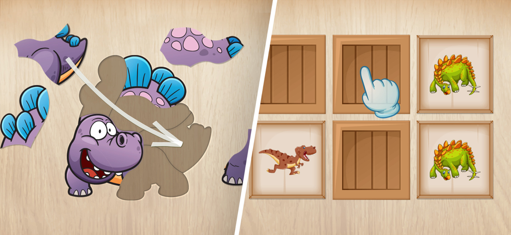 Puzzle de sombras de dinosaurios educativo y juego de emparejar cartas de memoria para niños pequeños