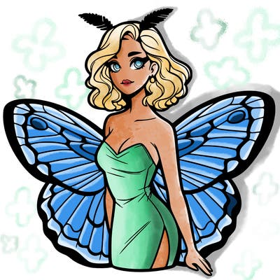 woman with moth wings