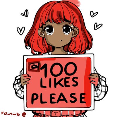 a girl holding a sign saying 100 likes please