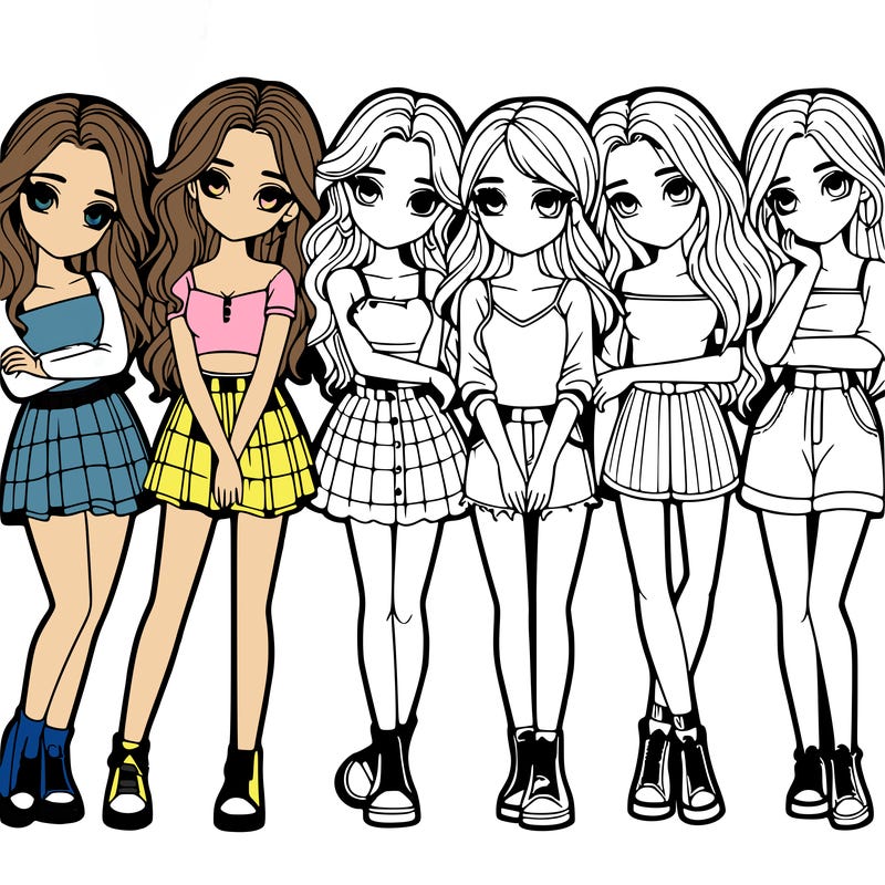 a group of girls realistic