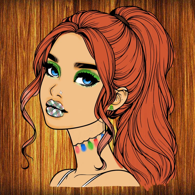 realistic girl with a ponytail on her hair and lips