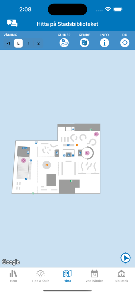 Biblioteket - Indoor map of the Gothenburg City Library layout in the Biblioteket app