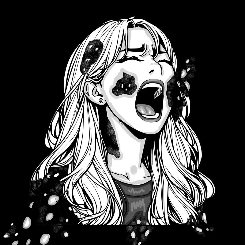 screaming realistic, girl