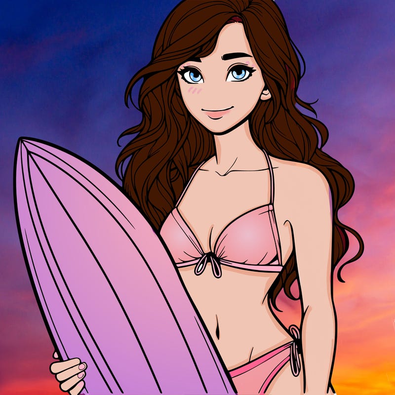 realistic girl surfer