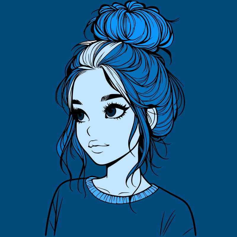 realistic girl with a messy bun