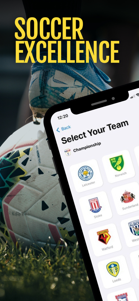 Football News 365 - Soccer - Interfaccia dell'app Football News 365 per selezionare una squadra di calcio preferita