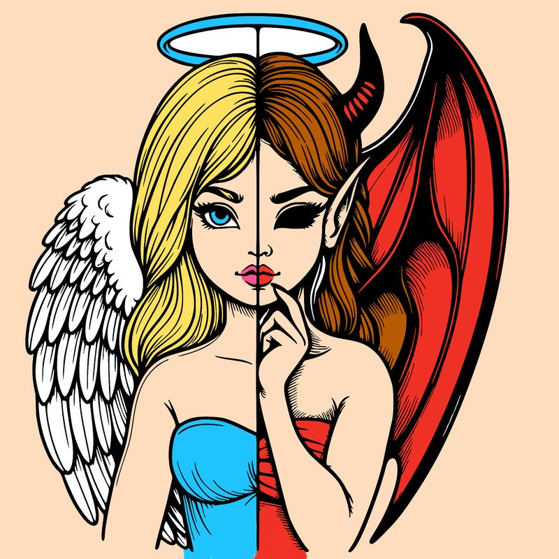 realistic angel half demon