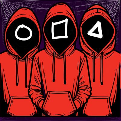 3 faceless people in  hoodies