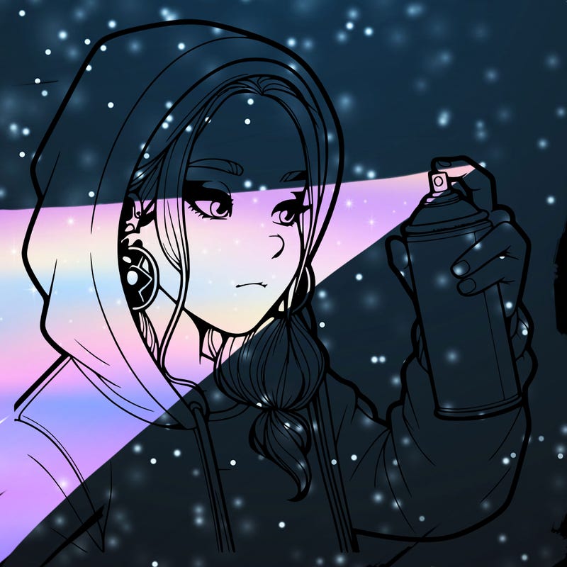 a realistic girl, spray painting