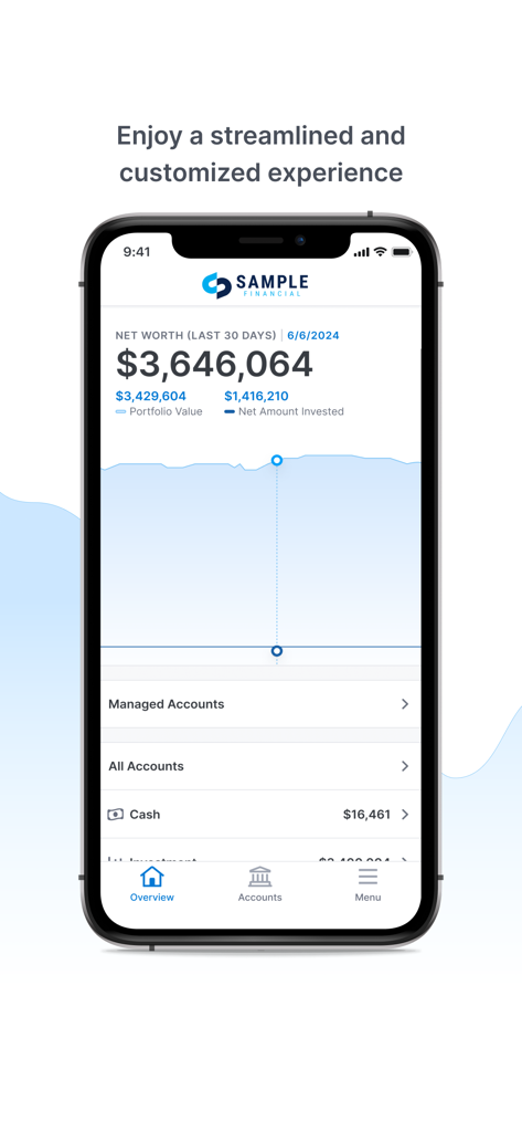 Simplicity Wealth app dashboard displaying net worth and a portfolio performance line graph.