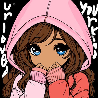 realistic shy girl with hoodie