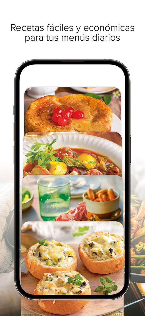 Cocina Fácil revista - Cocina Facil mobile app displaying various easy and affordable recipes for daily menus