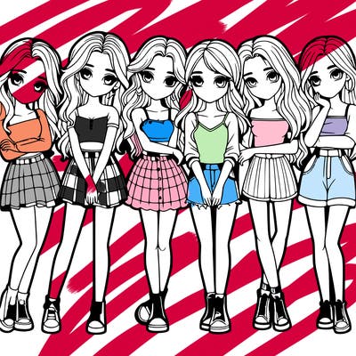 a group of girls realistic