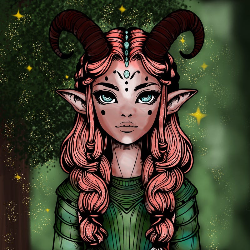 realistic alien girl with horns