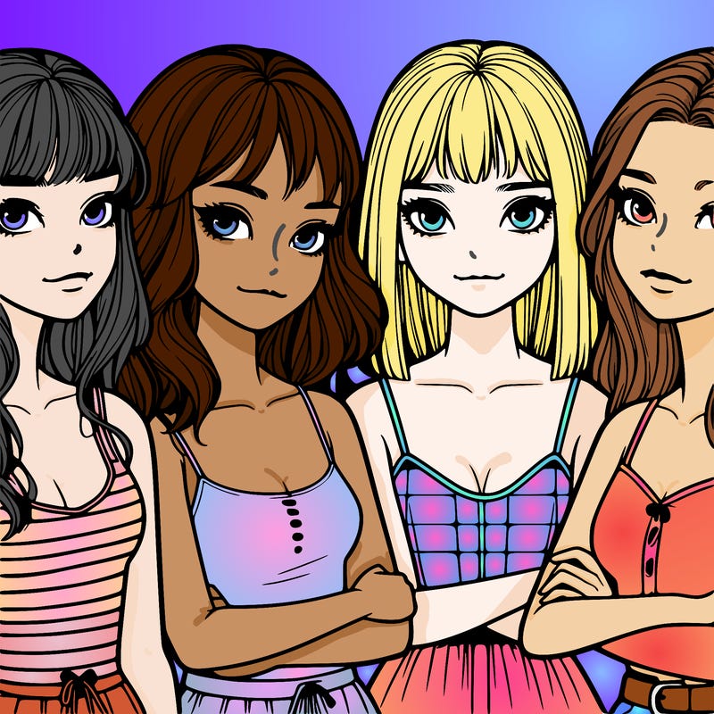 four realistic girls