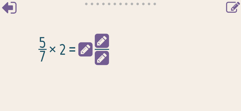 Mathe 5. Klasse - 5th grade math screen showing a fraction multiplication problem with handwriting input boxes