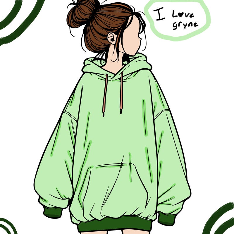 realistic girl with a oversized sweatshirt on and a bun