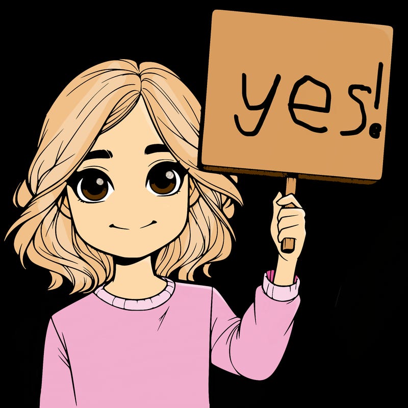 realistic girl holding up a sign