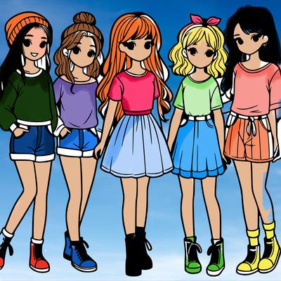 a group of five girls