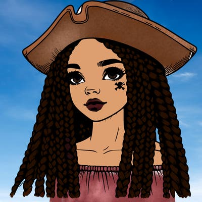 realistic girl with box braids and i realistic pirate hat