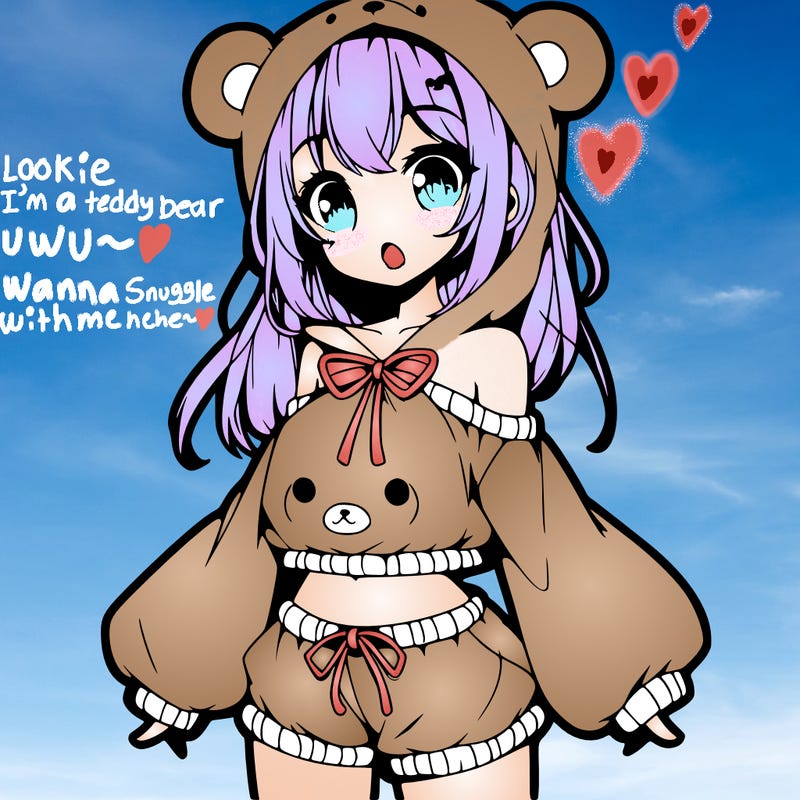 anime girl with teddy bear outfit