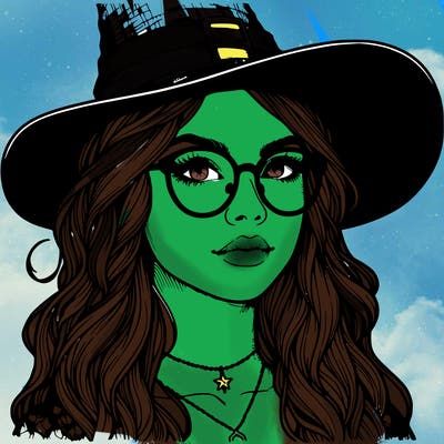 a witch with glasses realistic