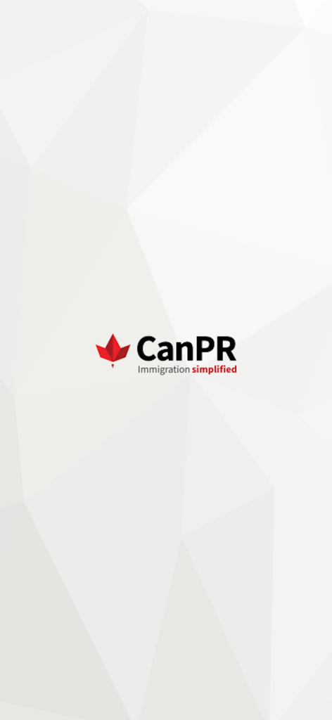 CanPR - CanPR app logo and tagline Immigration simplified on a white geometric background