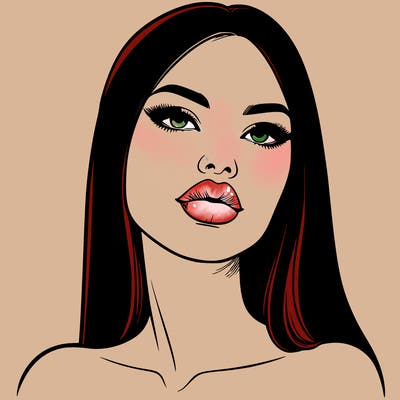 realistic woman with full lips