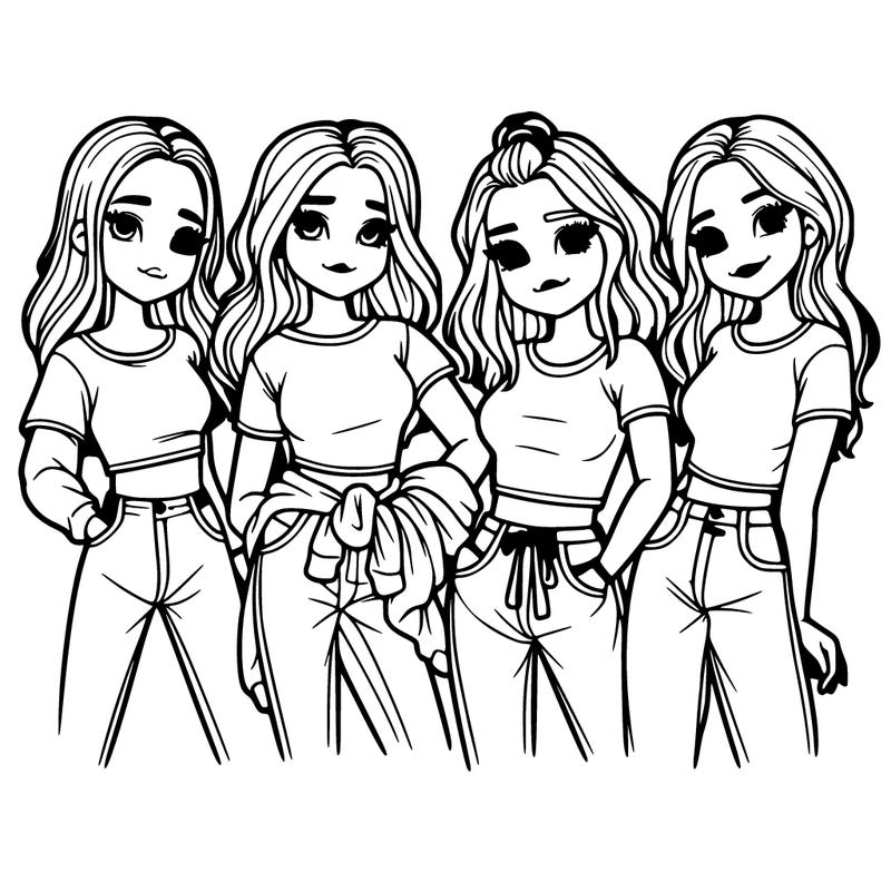 4 teenage girls in big shirts