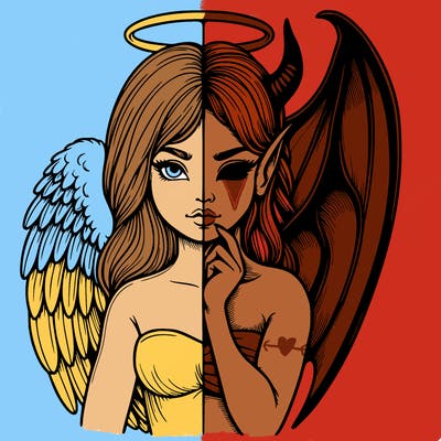 realistic angel half demon