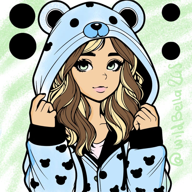 realistic girl in a animal pjs hoodie