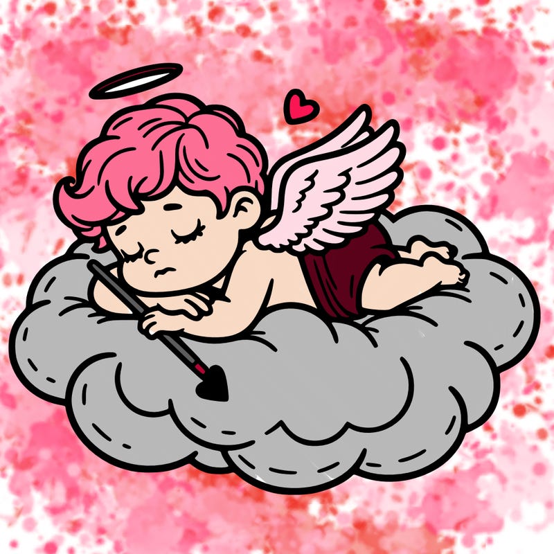 cupid asleep on a cloud