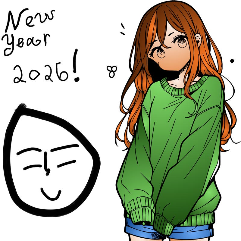 manga teen girl  in a sweater and baggy pants