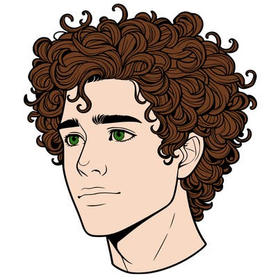 realistic guy with curly hair
