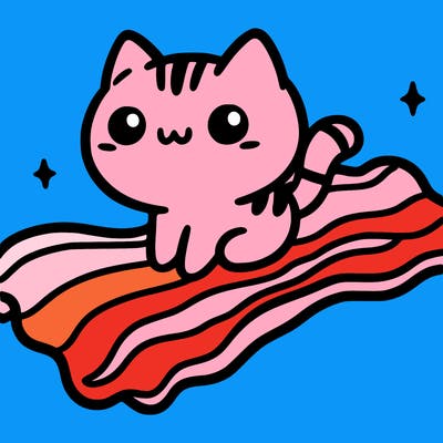cute cat riding bacon