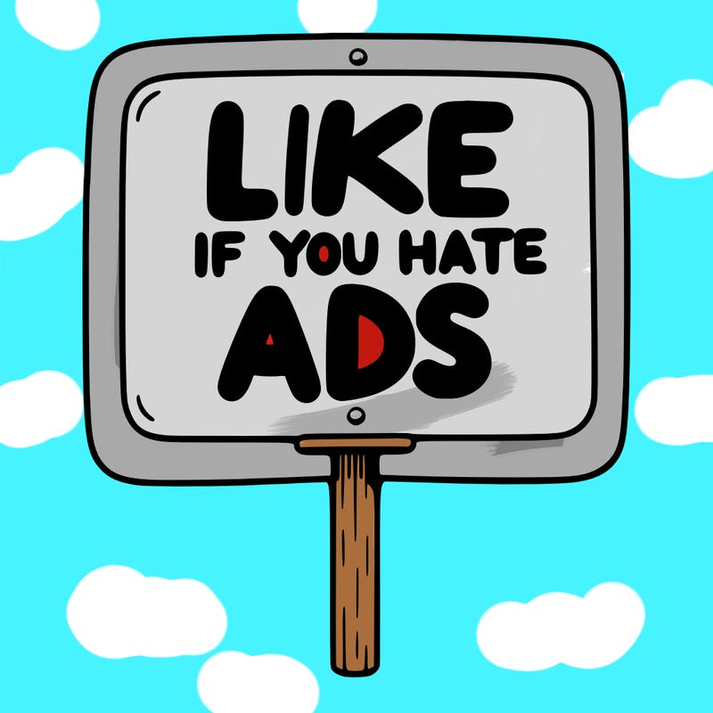 a sign that says like if you hate ads