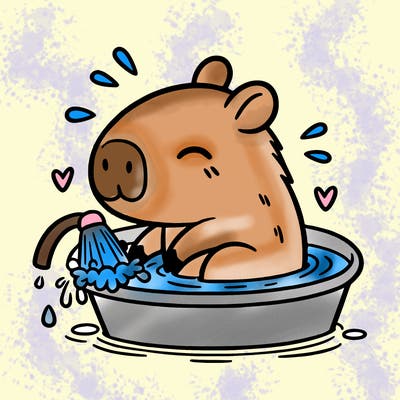 capybara taking a bath