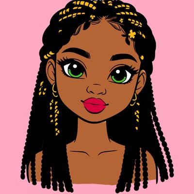 a realistic black girl with braids
