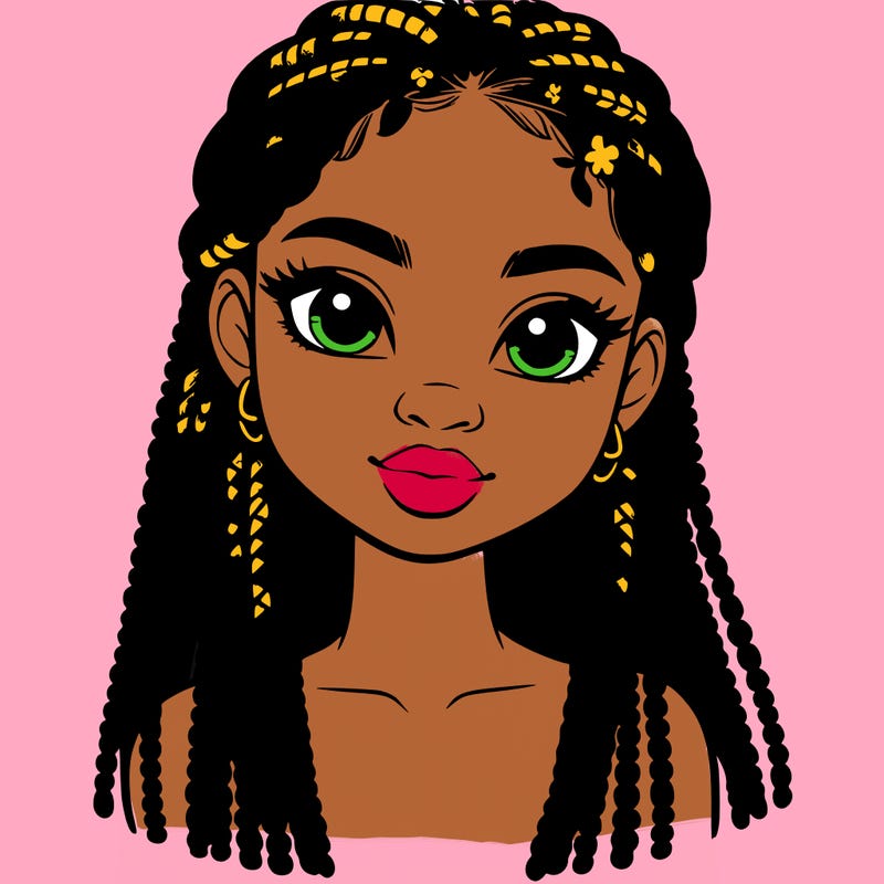 a realistic black girl with braids