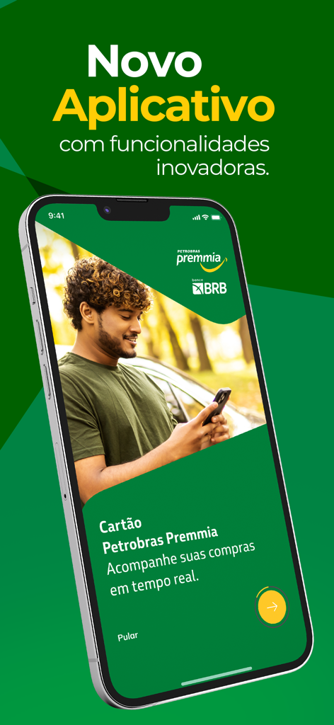 BRB - Cartão Petrobras Premmia - Tela inicial do aplicativo móvel BRB Petrobras Premmia em um smartphone.
