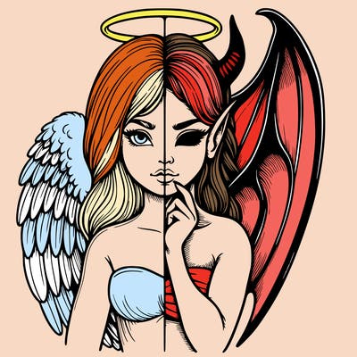 realistic angel half demon