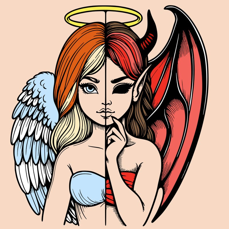 realistic angel half demon