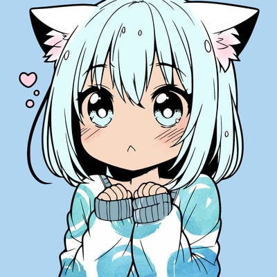 shy anime catgirl
