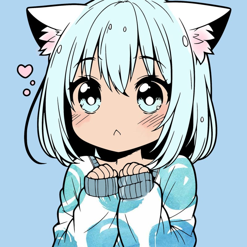 shy anime catgirl
