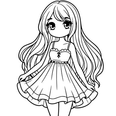 cute teen girl with long hair and a short dress