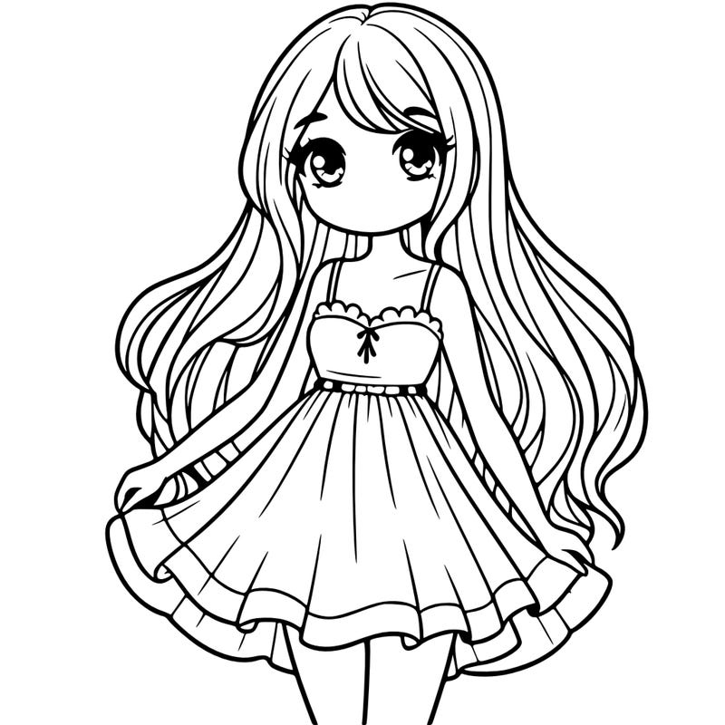 cute teen girl with long hair and a short dress