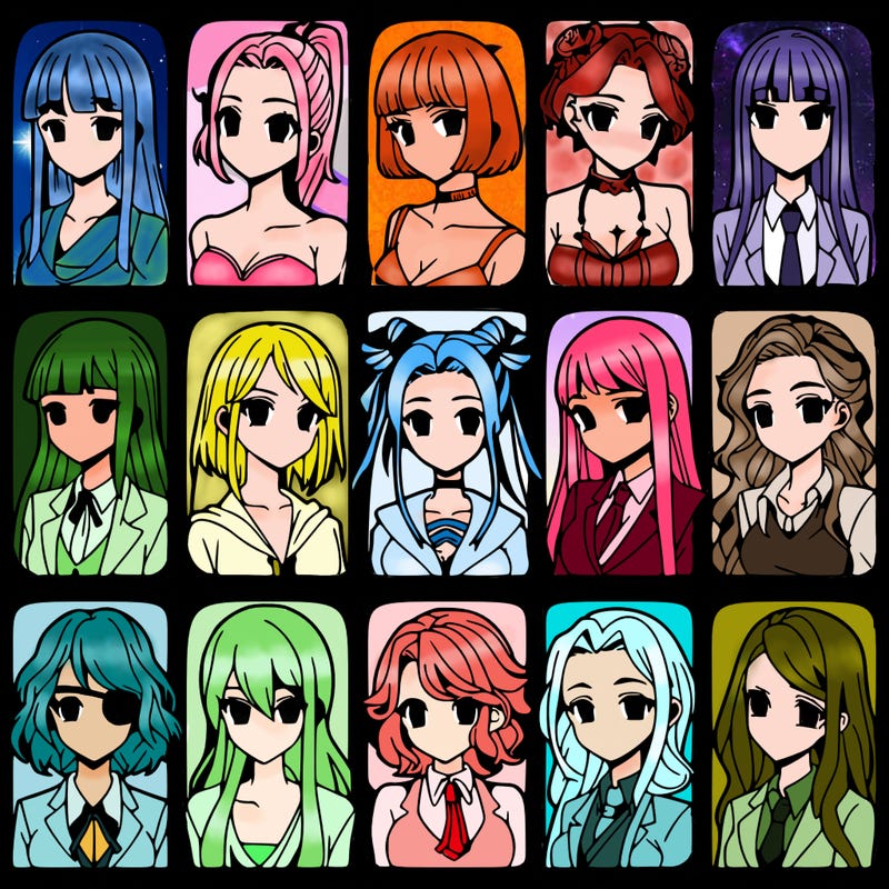 girls that look diffrent anime