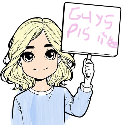 realistic girl holding up a sign