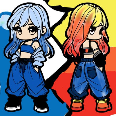 girl in crop top and baggy pants