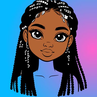 a realistic black girl with braids